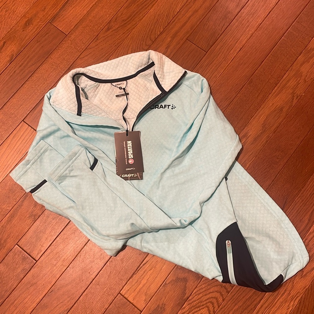 New Craft Core Trim Thermal Midlayer quarter zip light blue medium
